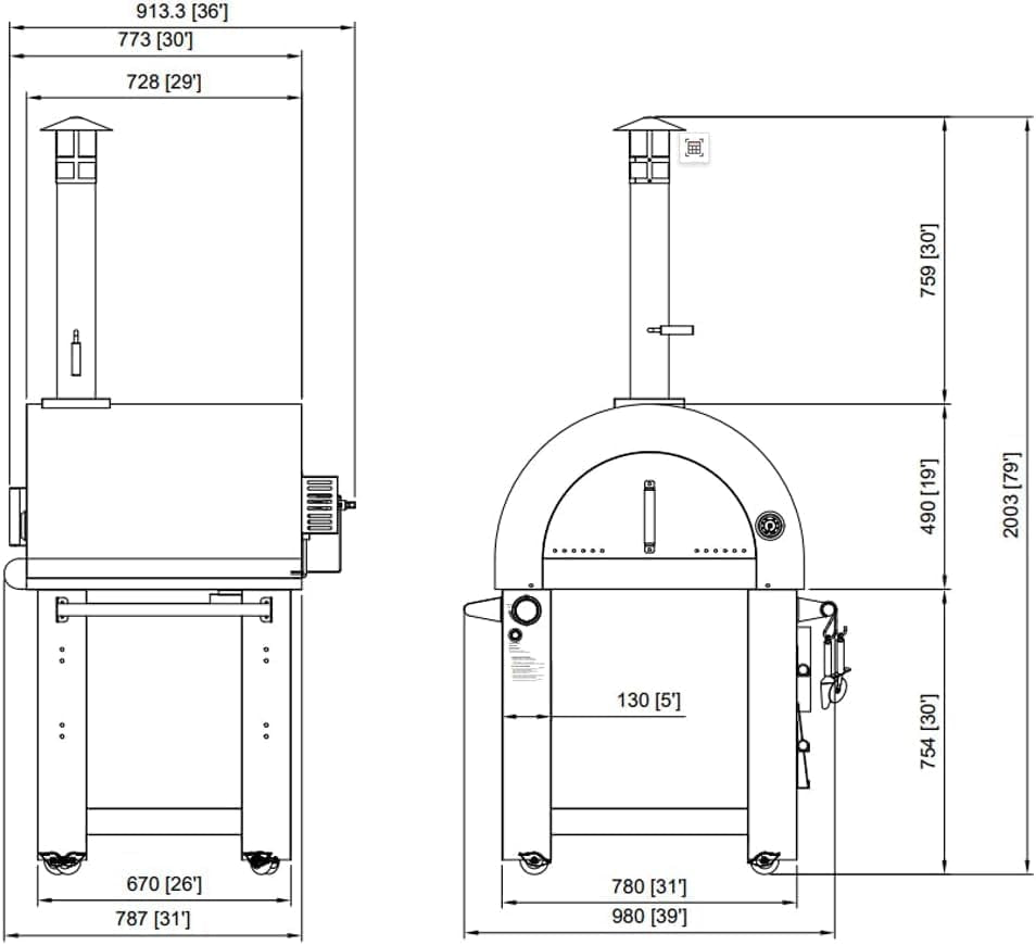 32.5 Inch Wood Fired and Propane Gas Pizza Oven for Outdoor Kitchen in Stainless Steel, Large Pizza Oven for Outside, Yard and Party (Blue with Cover)