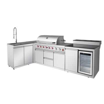 Cherylife Outdoor Kitchen Island with 6+1 Burner Propane Gas BBQ Grill
