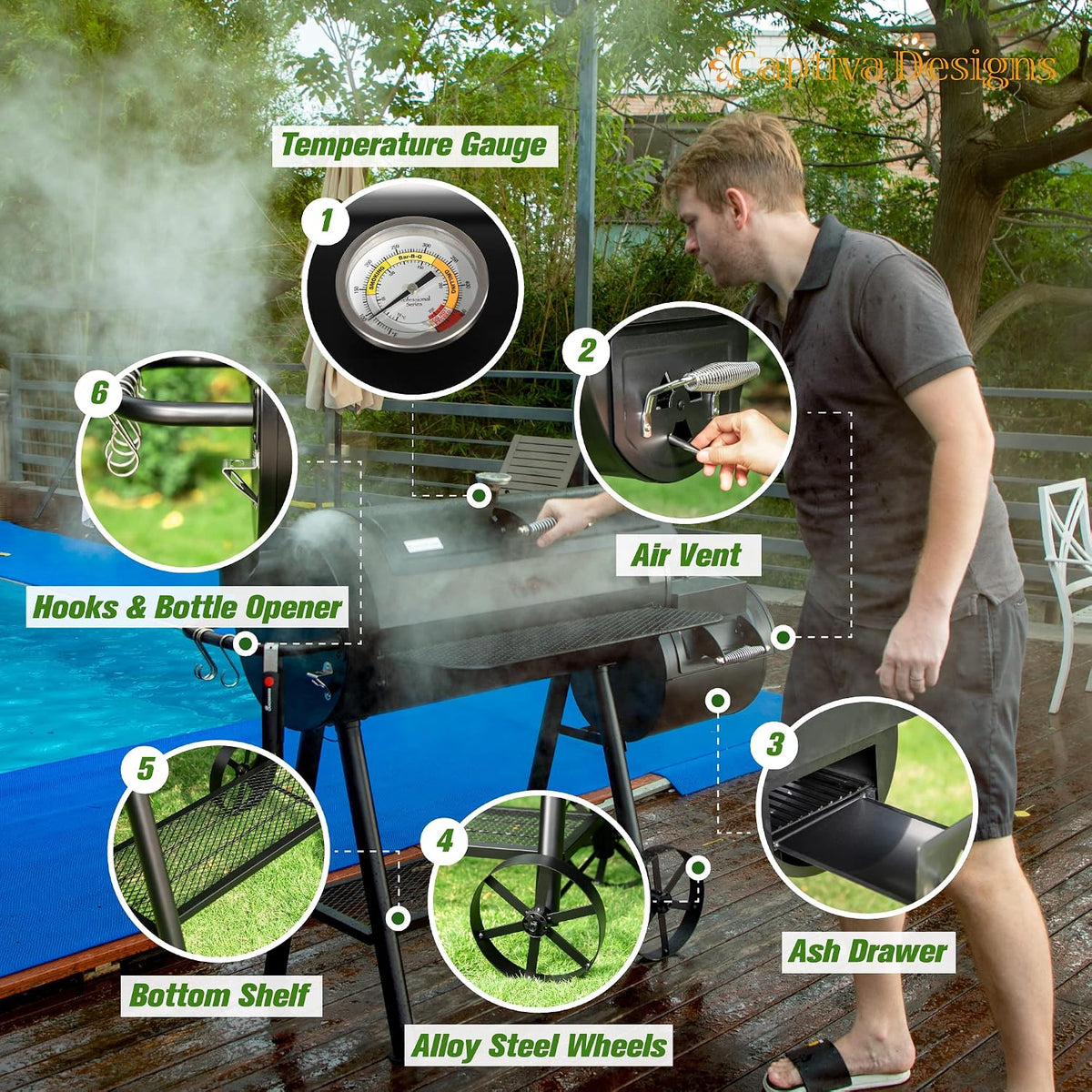 Smoker Grill Extra Large Outdoor Charcoal Barbecue Grill