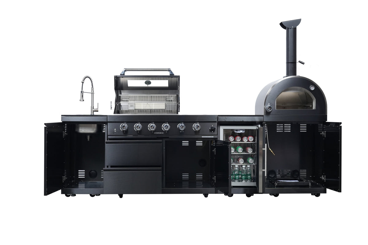 Navratil BBQ Black 112-Inch Double Stainless Steel Gas Outdoor Kitchen Grill