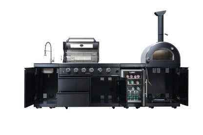 Navratil BBQ Black 112-Inch Double Stainless Steel Gas Outdoor Kitchen Grill