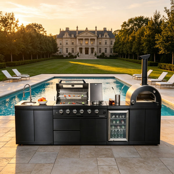 Navratil BBQ Black 125-Inch Double Stainless Steel Gas Outdoor Kitchen Barbecue Grill