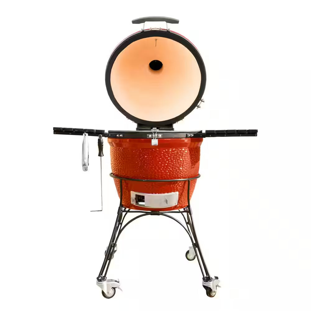 Classic Joe II 18 In. Charcoal Grill in Red with Cart, Side Shelves, Grate Gripper, and Ash Tool