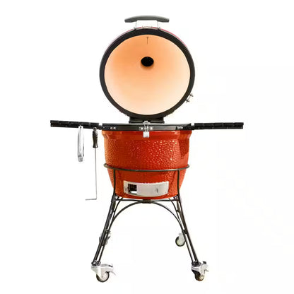 Classic Joe II 18 In. Charcoal Grill in Red with Cart, Side Shelves, Grate Gripper, and Ash Tool