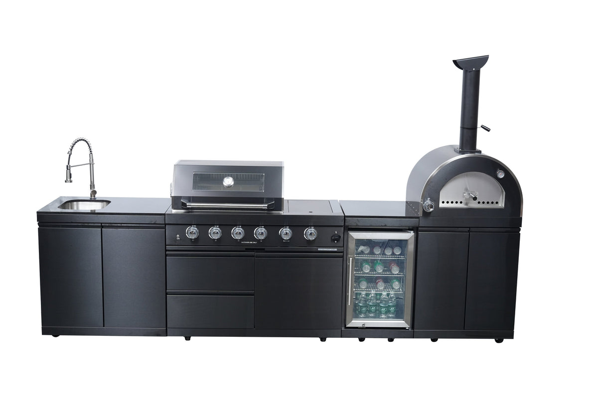 Navratil BBQ Black 125-Inch Double Stainless Steel Gas Outdoor Kitchen Barbecue Grill