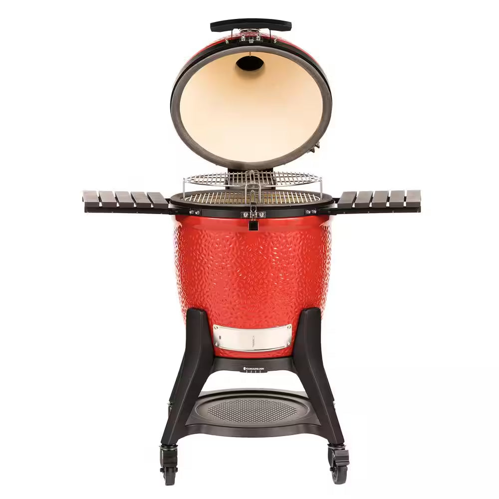 Classic Joe III 18 In. Charcoal Grill in Red with Cart, Side Shelves, and Ash Tool