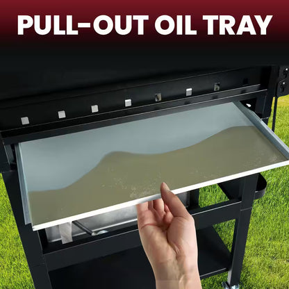 30,000 BTU 3-Burner Outdoor BBQ Portable Propane Gas Grill in Stainless Steel Silver with 2-Side Tables, 4-Wheel Casters