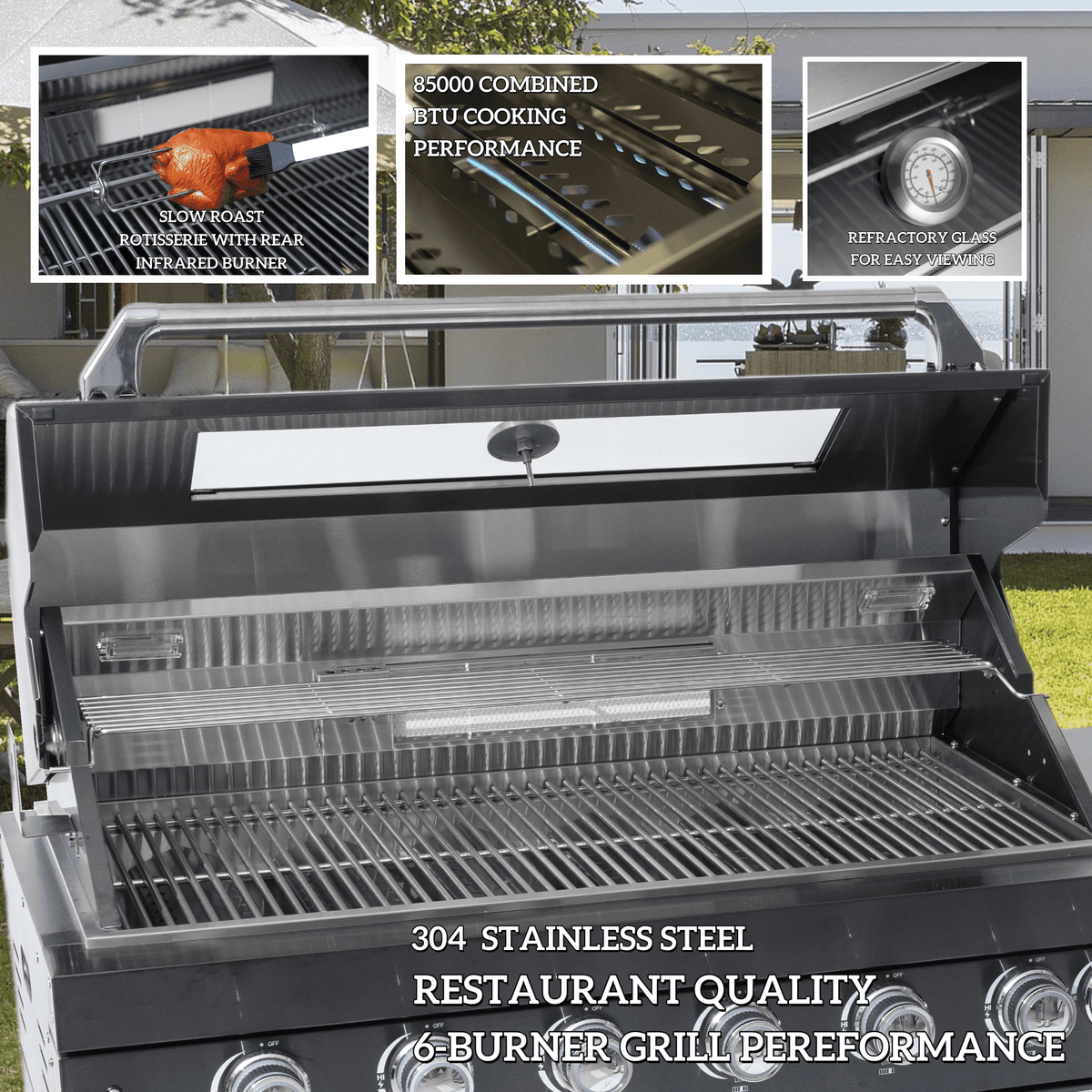 94-Inch Deluxe Stainless Steel Gas Outdoor Kitchen Barbecue Grill