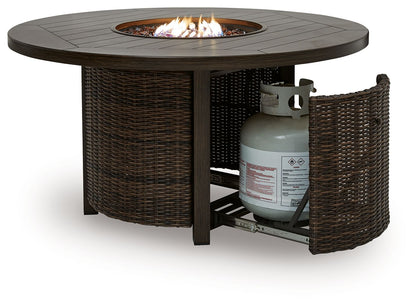 Signature Design by Ashley® - Monterey Point - Round Fire Pit Table - Dark Brown