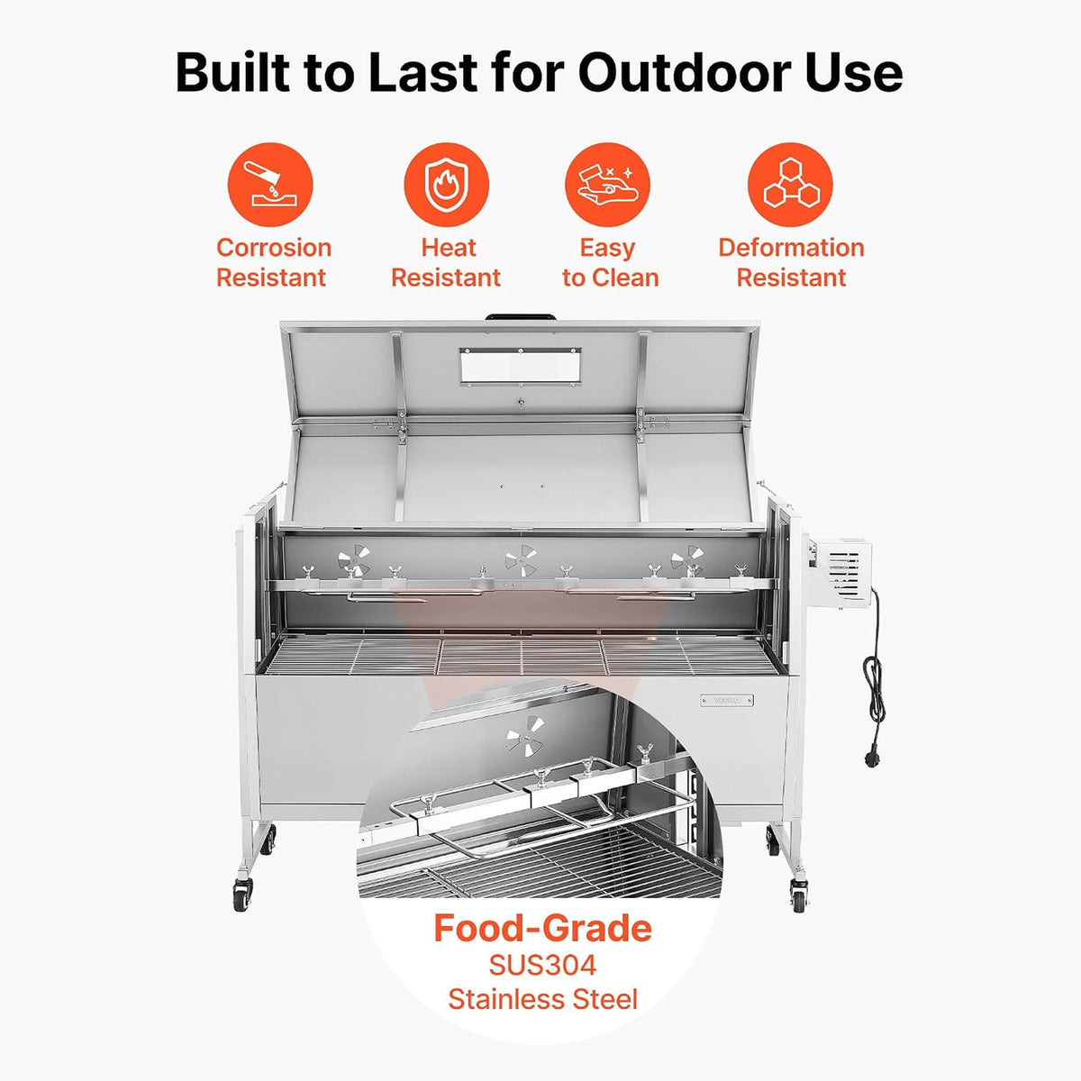 Heavy-Duty Spit Roaster Rotisserie BBQ Grill For Pig, Lamb And Chicken