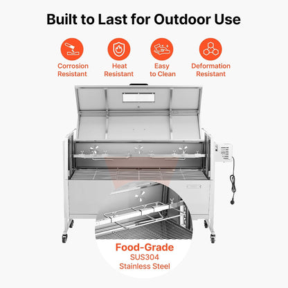 Heavy-Duty Spit Roaster Rotisserie BBQ Grill For Pig, Lamb And Chicken