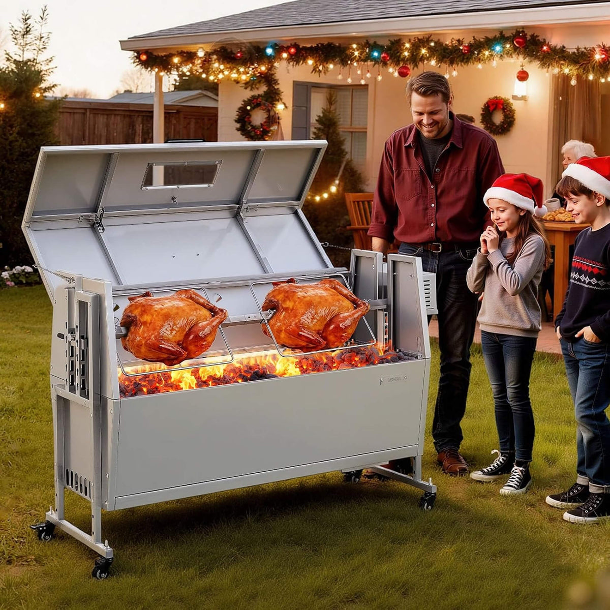 Heavy-Duty Spit Roaster Rotisserie BBQ Grill For Pig, Lamb And Chicken