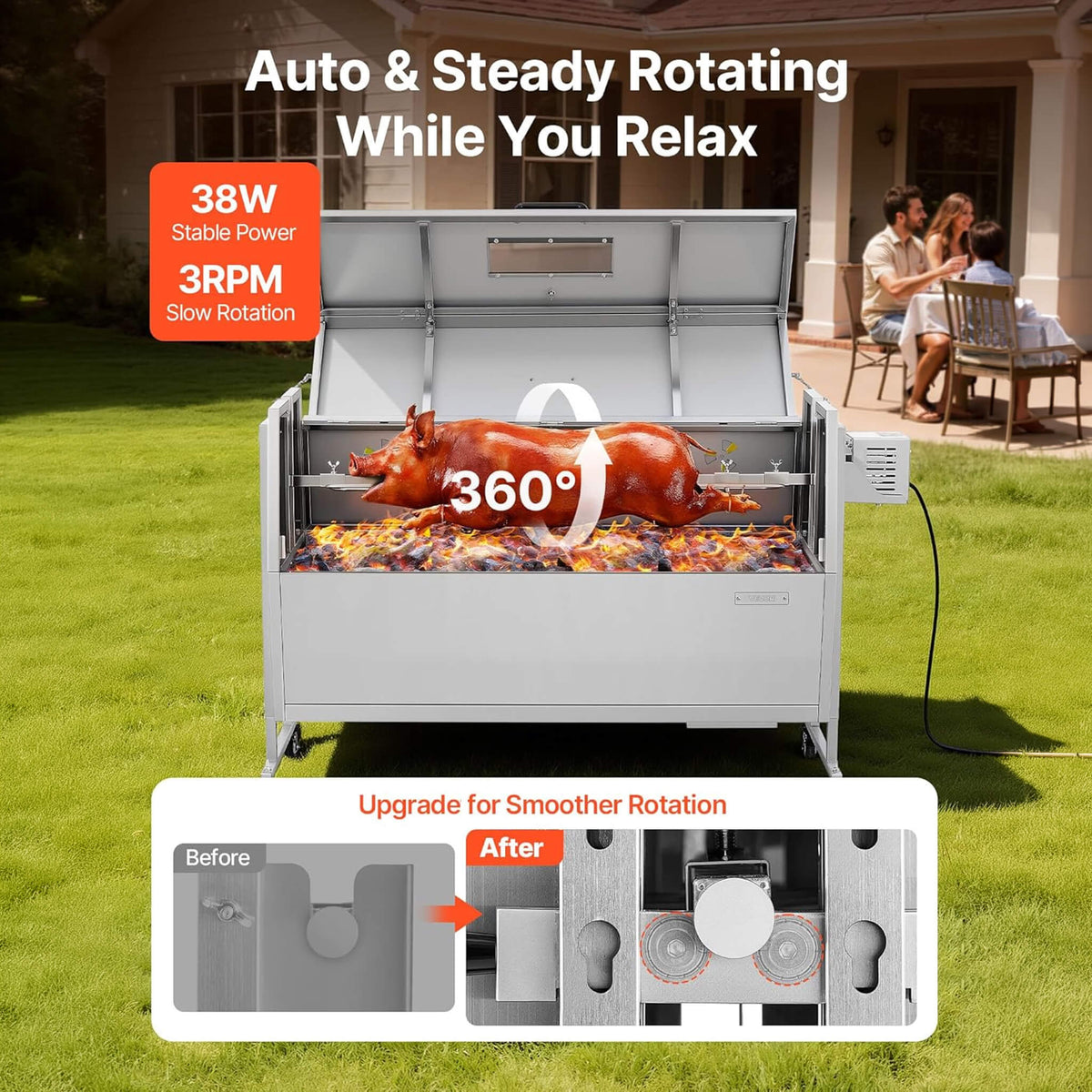 Heavy-Duty Spit Roaster Rotisserie BBQ Grill For Pig, Lamb And Chicken