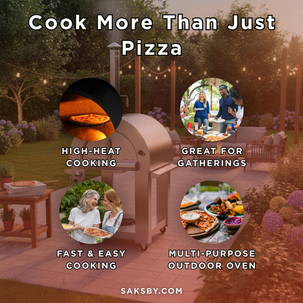 KoKoMo Grills Premium 32-Inch Stainless Steel Dual-Fuel Gas Or Wood Fired Pizza Oven [KO-PIZZAOVEN]
