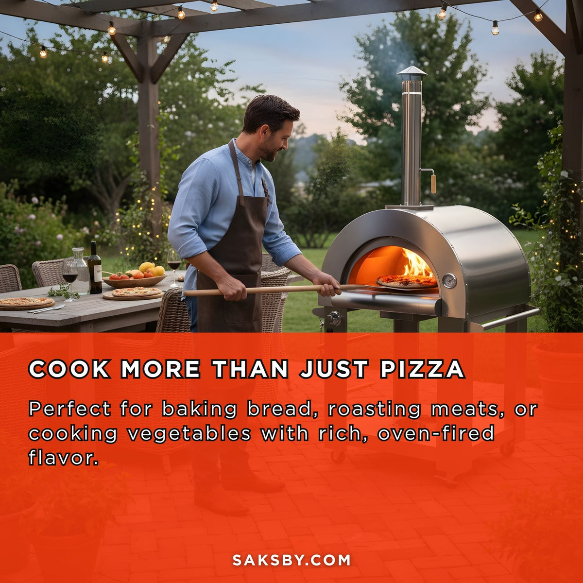 KoKoMo Grills Premium 32-Inch Stainless Steel Dual-Fuel Gas Or Wood Fired Pizza Oven [KO-PIZZAOVEN]