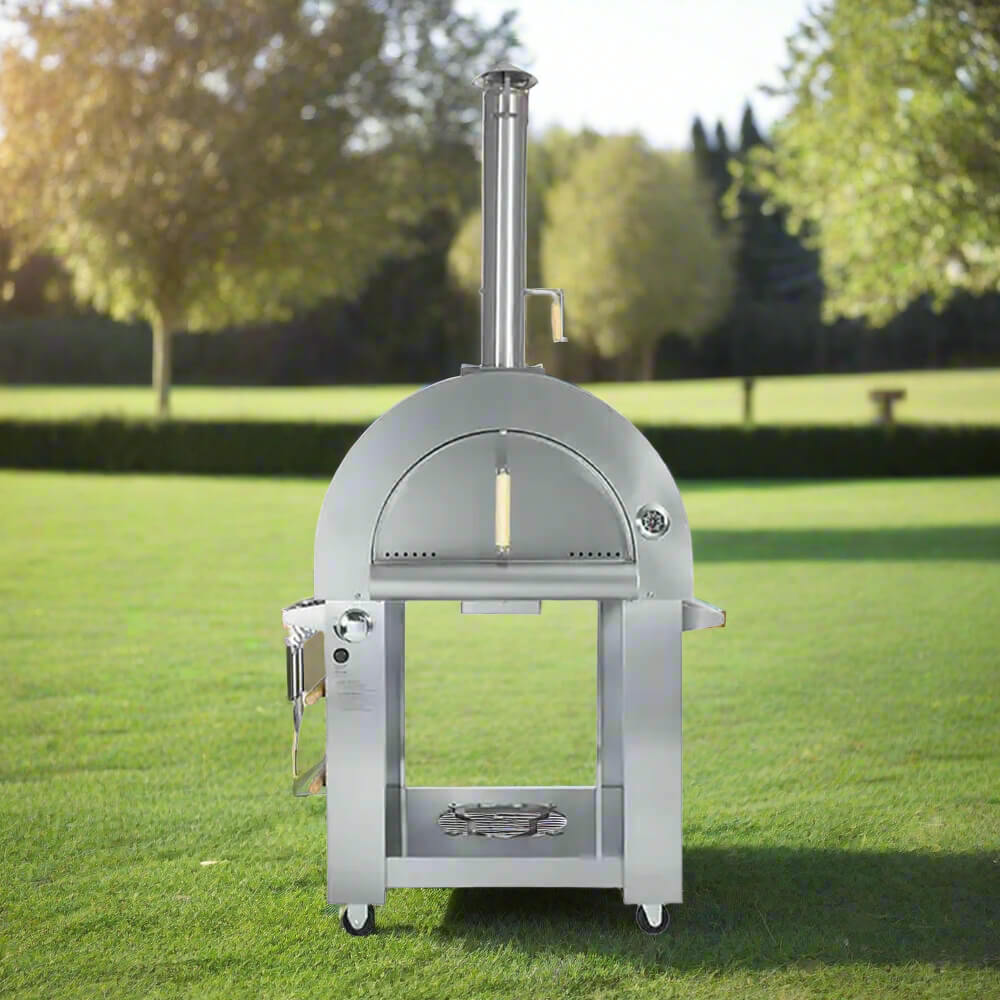 KoKoMo Grills Premium 32-Inch Stainless Steel Dual-Fuel Gas Or Wood Fired Pizza Oven [KO-PIZZAOVEN]