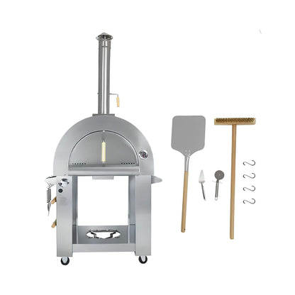 KoKoMo Grills Premium 32-Inch Stainless Steel Dual-Fuel Gas Or Wood Fired Pizza Oven [KO-PIZZAOVEN]