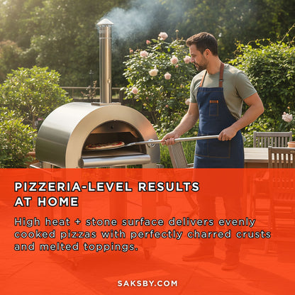 KoKoMo Grills Premium 32-Inch Stainless Steel Wood-Fired Pizza Oven [KO-PIZZAOVEN]