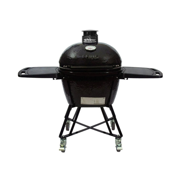 Primo Oval Large 300 All-In-One Ceramic Kamado Grill W/ Cradle, Side Shelves & Stainless Steel Grates